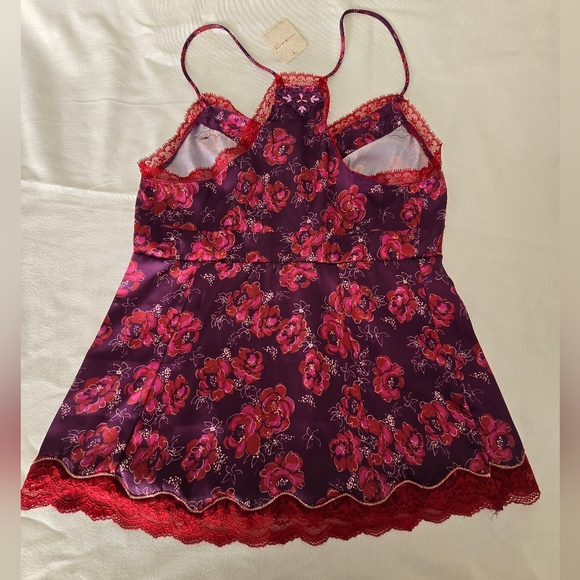 NWT Free People Intimately Free Floral Satin Lace Cami Eggplant XS Boho Romantic - Picture 10 of 16